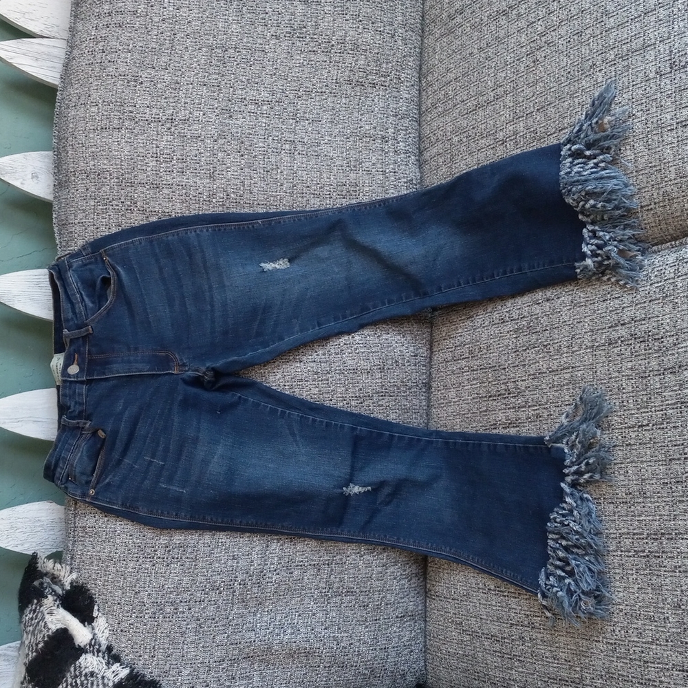 Republic blue denim jeans sz 2/25 distressed frnge hem